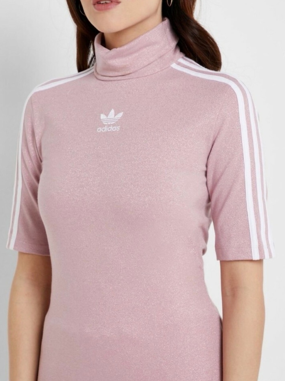 adidas Pink Sparkle Short-Sleeve Turtleneck Sweater